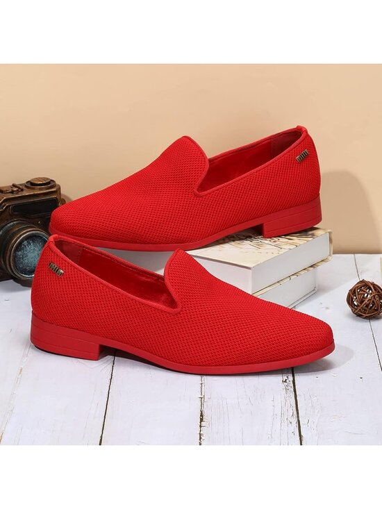 UUBARIS Men\'s Red Elegant Tuxedo Loafers Slip on Dress Shoes Formal Shoes main image 3